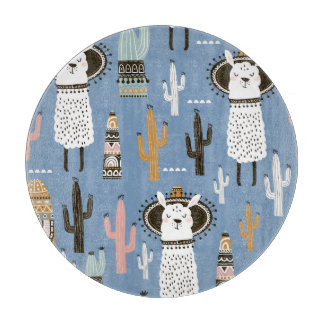 Llama, Cactus, Handdrad Inslag Mönster.