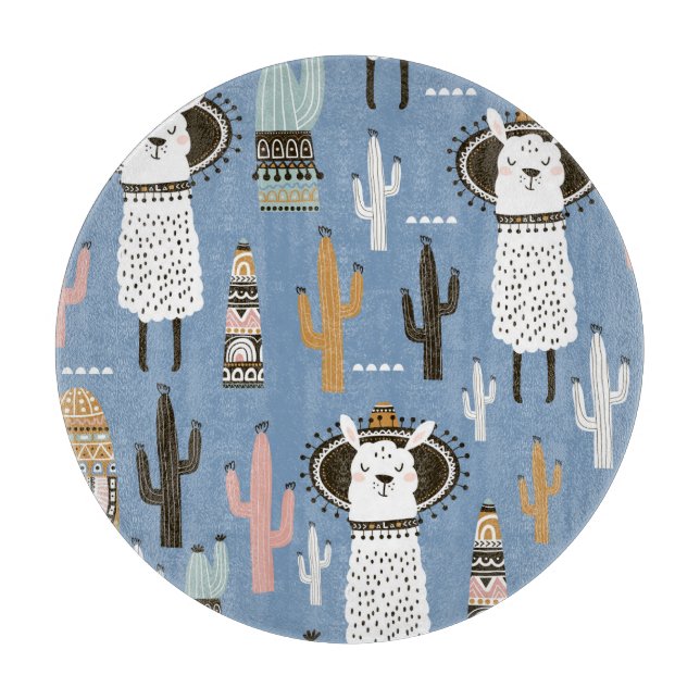 Llama, Cactus, Handdrad Inslag Mönster. (Framsidan)