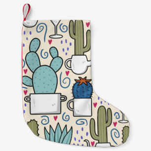 Llama Cactus: Handritad, sömlös design Liten Julstrumpa