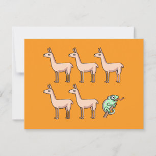 Llama Chameleon-kort för mappad hälsning Vykort