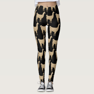 Llama Champagne Guld glitter Sparkles mönster Leggings