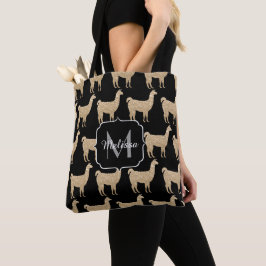 Llama Champagne Guld Sparkles mönster Monogram Tygkasse