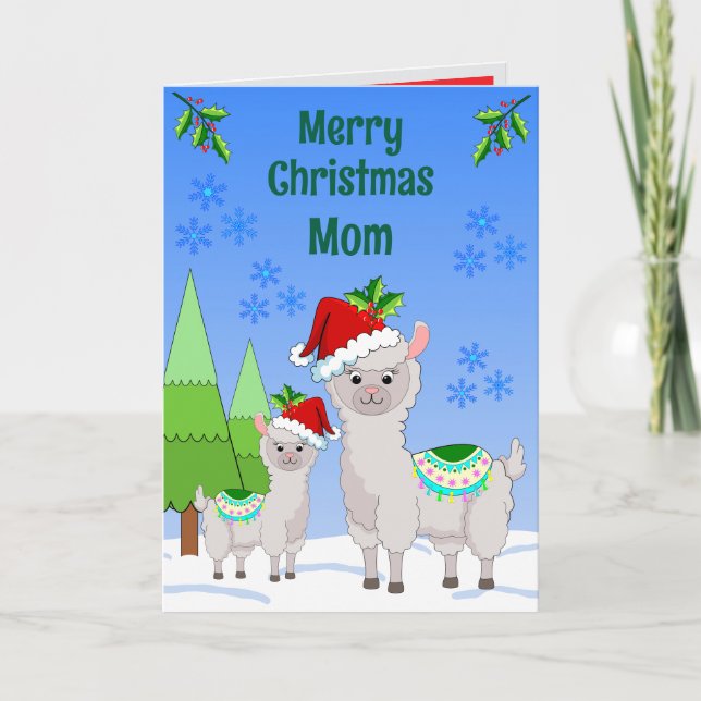 Llama Christmas Folded Greeting Card Kort (Framsida)