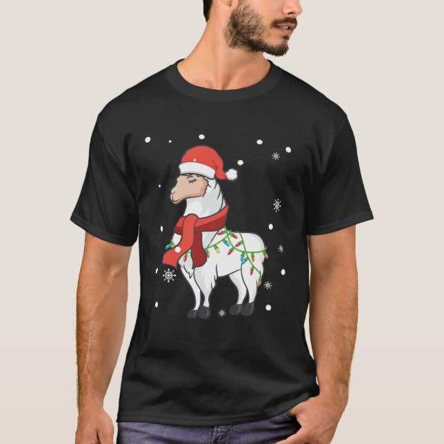 Llama Christmas Lights Sturdy Animals  Alpaca Xmas T Shirt (Framsida)