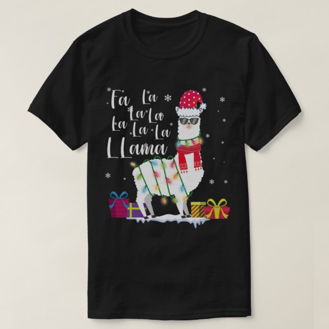 Llama christmas sweater Fa La Lama Funny x mas T Shirt (Design framsida)