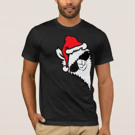 Llama Cool Sunglasses Santa Hat Side Profile XMas T Shirt