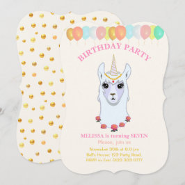 Llama-corn 7-års födelsedagsinbjudan inbjudningar