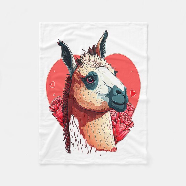 Llama Cute Alpaca Valentines Day Animal  Fleecefilt (Framsidan)