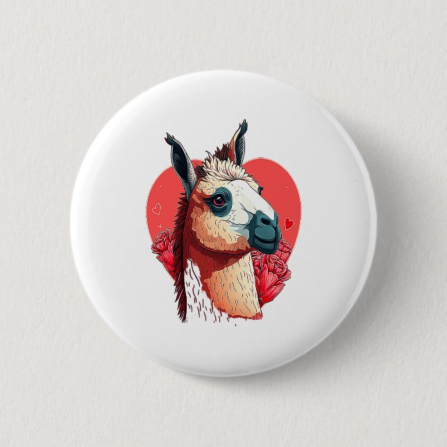 Llama Cute Alpaca Valentines Day Animal  Knapp (Framsida)