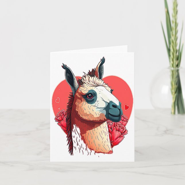Llama Cute Alpaca Valentines Day Animal  Kort (Framsida)