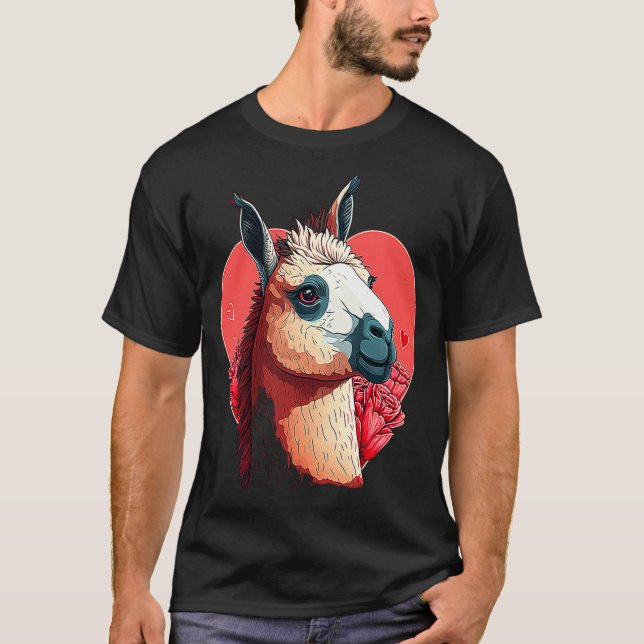 Llama Cute Alpaca Valentines Day Animal  T Shirt (Framsida)