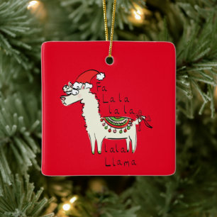 Llama Cute Funny Jul Helgdag Julgransprydnad Keramik