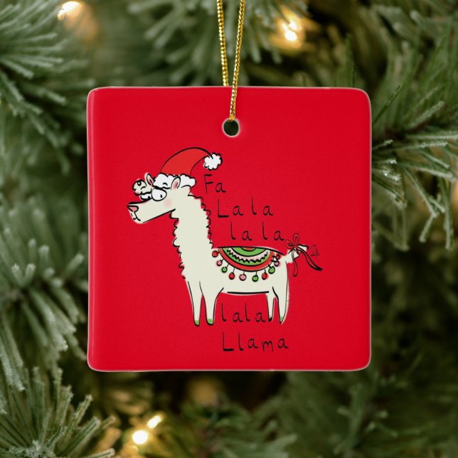 Llama Cute Funny Jul Helgdag Julgransprydnad Keramik (Träd)
