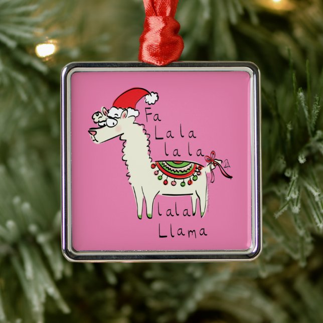 Llama Cute Funny Jul Helgdag Julgransprydnad Metall (Träd)