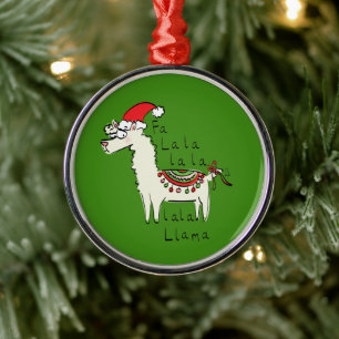 Llama Cute Funny Jul Helgdag Julgransprydnad Metall