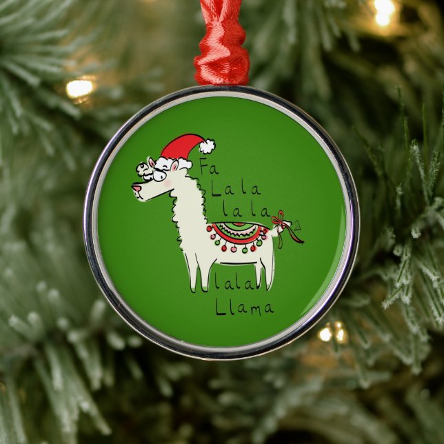 Llama Cute Funny Jul Helgdag Julgransprydnad Metall (Träd)