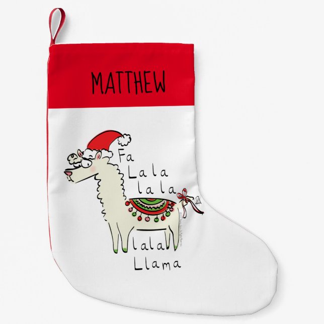 Llama Cute Funny Jul Helgdag Kids Liten Julstrumpa (Framsidan)