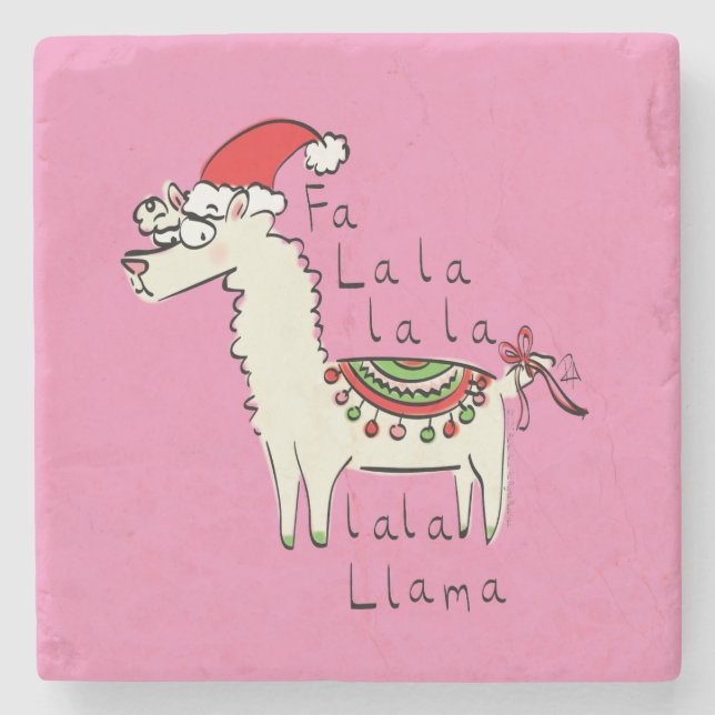 Llama Cute Funny Jul Helgdag Kids Stenunderlägg (Framsidan)