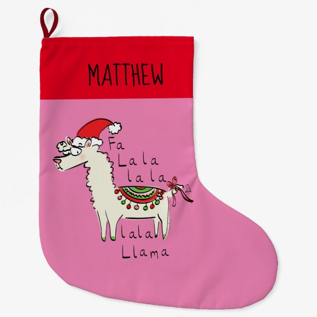 Llama Cute Funny Jul Helgdag Kids Stor Julstrumpa (Framsidan)