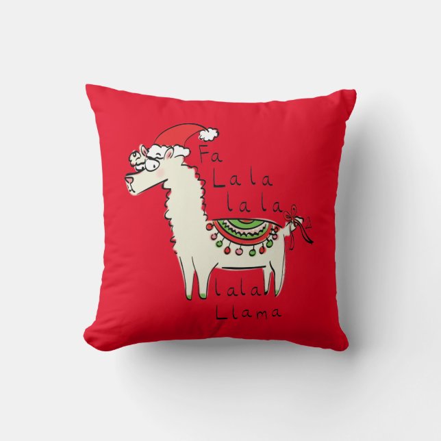 Llama Cute Funny Jul Helgdag Kudde (Framsida)