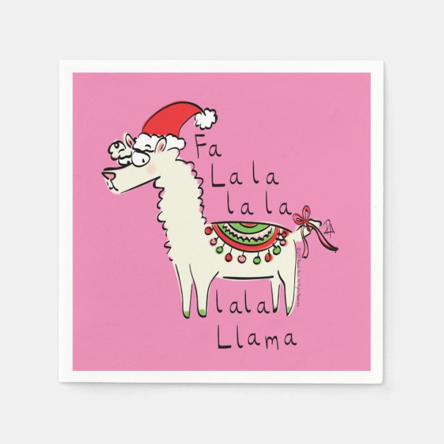 Llama Cute Funny Jul Helgdag Pappersservett (Framsidan)