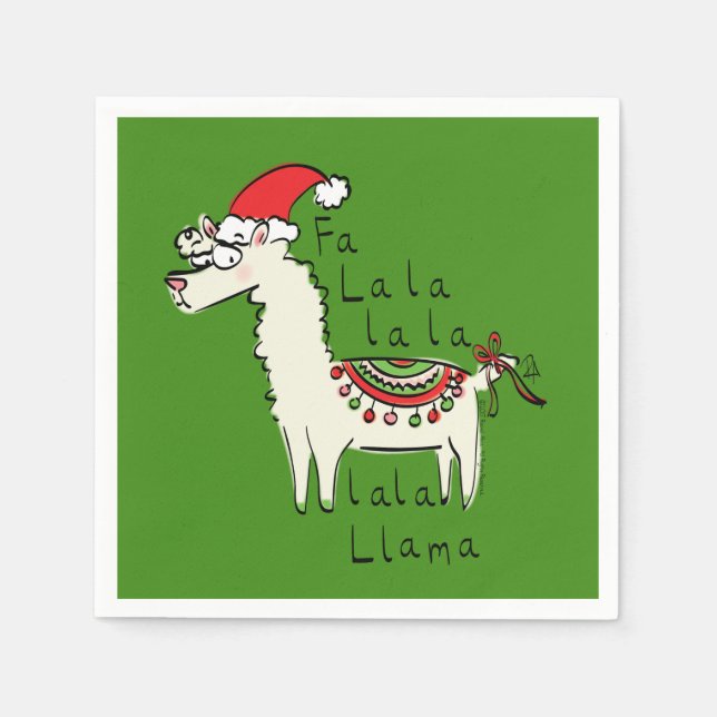 Llama Cute Funny Jul Helgdag Pappersservett (Framsidan)
