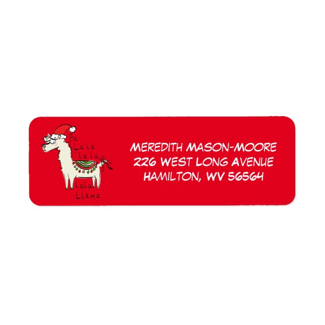 Llama Cute Funny Jul Helgdag Returadress Etikett (Framsidan)