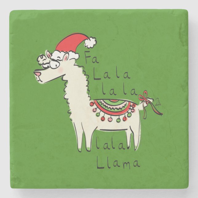 Llama Cute Funny Jul Helgdag Stenunderlägg (Framsidan)