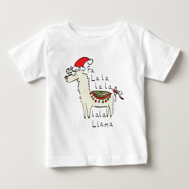 Llama Cute Funny Jul Helgdag T Shirt (Framsida)