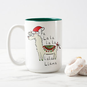 Llama Cute Funny Jul Helgdag Två-Tonad Mugg