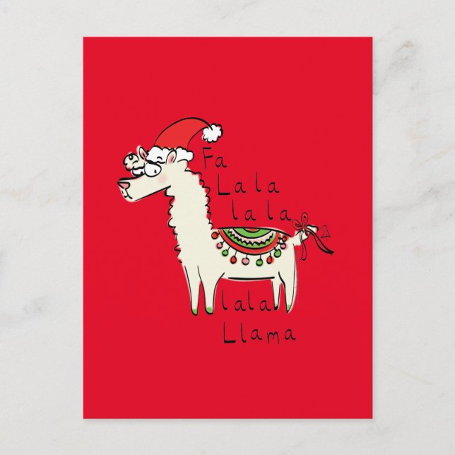 Llama Cute Funny Jul Helgdag Vykort (Framsida)