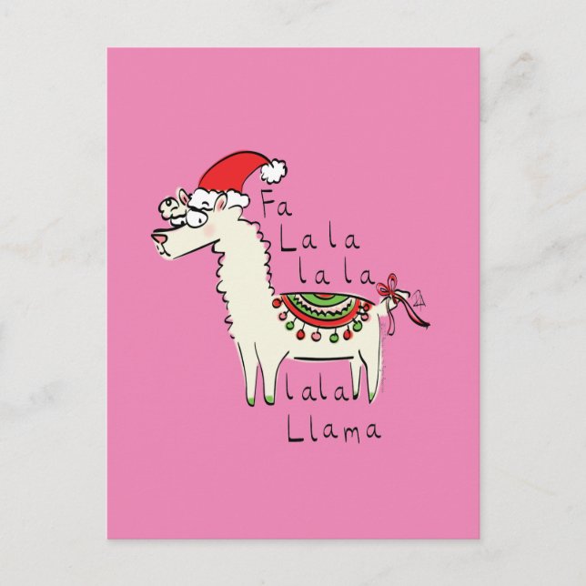 Llama Cute Funny Jul Helgdag Vykort (Framsida)