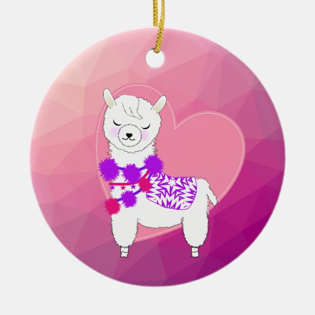 Llama Cute Personlig Julgransprydnad Keramik (Framsidan)
