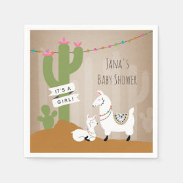Llama Desert Cactus Girl Shower Pappersservett
