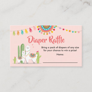 Llama Diaper Raffle Card Fiesta Cactus Baby dusch Tilläggskort