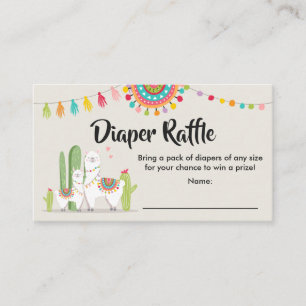Llama Diaper Raffle Card Fiesta Cactus Baby dusch Tilläggskort