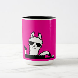 Llama DJ Cool Party Music Mixing Animal Sunglasses Två-Tonad Mugg