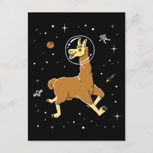 Llama-djur i rymden vykort