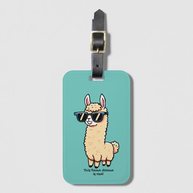 Llama Drama är ett rejält kvicksilver i solglasögo Bagagebricka (Framsida vertikal)