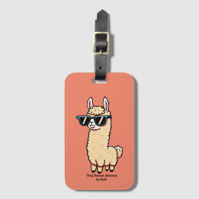 Llama Drama är ett rejält kvicksilver i solglasögo Bagagebricka (Framsida vertikal)