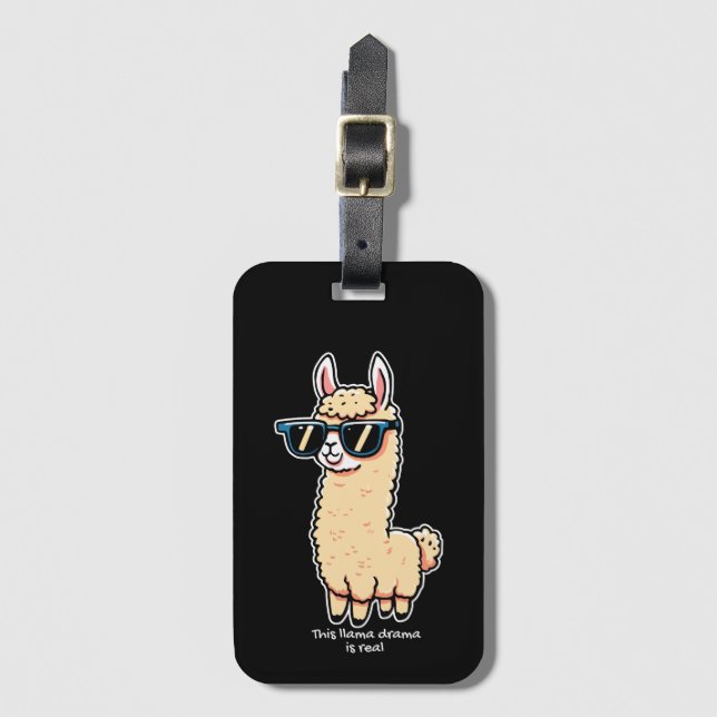 Llama Drama är ett rejält kvicksilver i solglasögo Bagagebricka (Framsida vertikal)