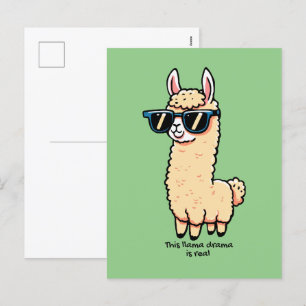 Llama Drama är ett rejält kvicksilver i solglasögo Helg Vykort