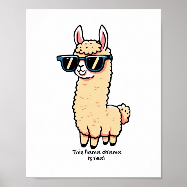 Llama Drama är ett rejält kvicksilver i solglasögo Poster (Framsidan)
