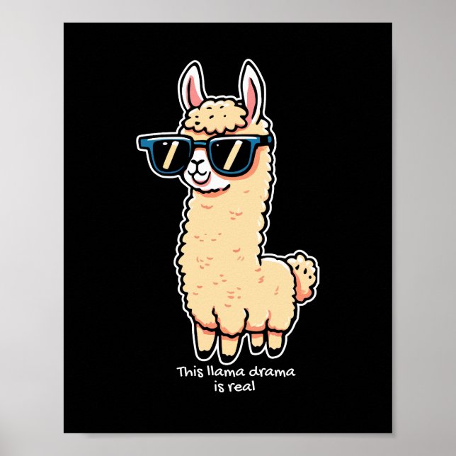 Llama Drama är ett rejält kvicksilver i solglasögo Poster (Framsidan)