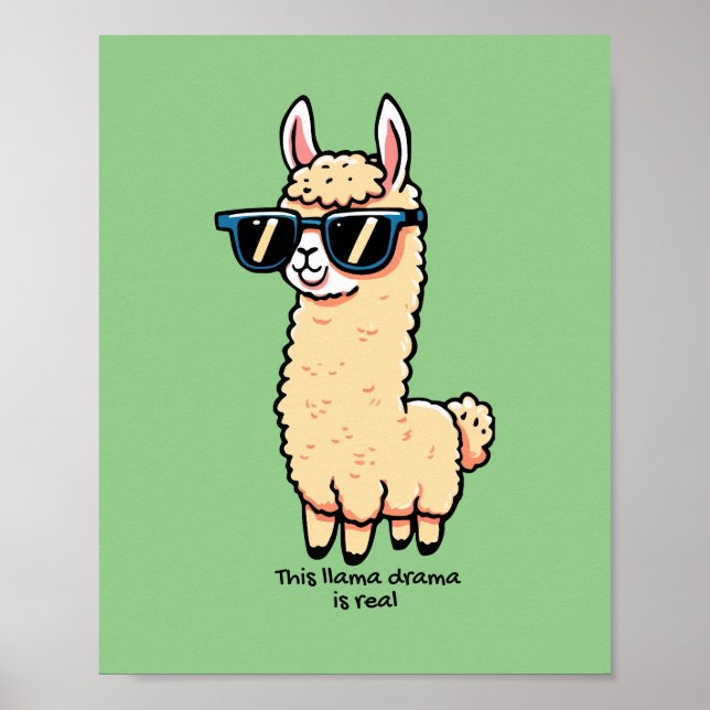 Llama Drama är ett rejält kvicksilver i solglasögo Poster (Framsidan)