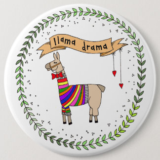 Llama Drama Badge, Rainbow Llama Knapp
