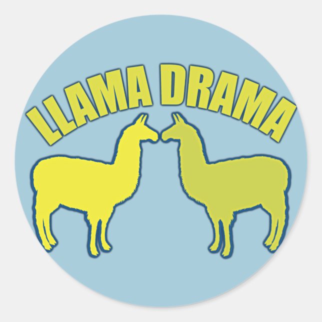 Llama Drama Runt Klistermärke (Framsida)