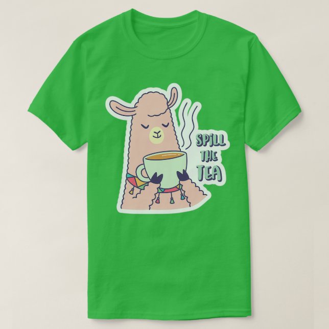 Llama Drinks Tea T Shirt (Design framsida)