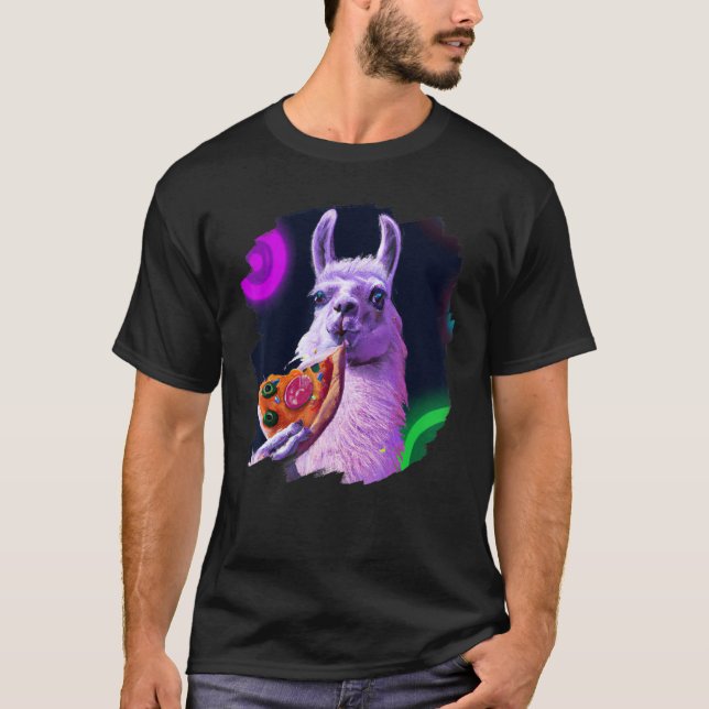 Llama Eating Pizza  Cool Pizza Llamas T Shirt (Framsida)
