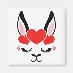 Llama Eyelash Alpaca Ansikte St. Valentine Day Co. Magnet